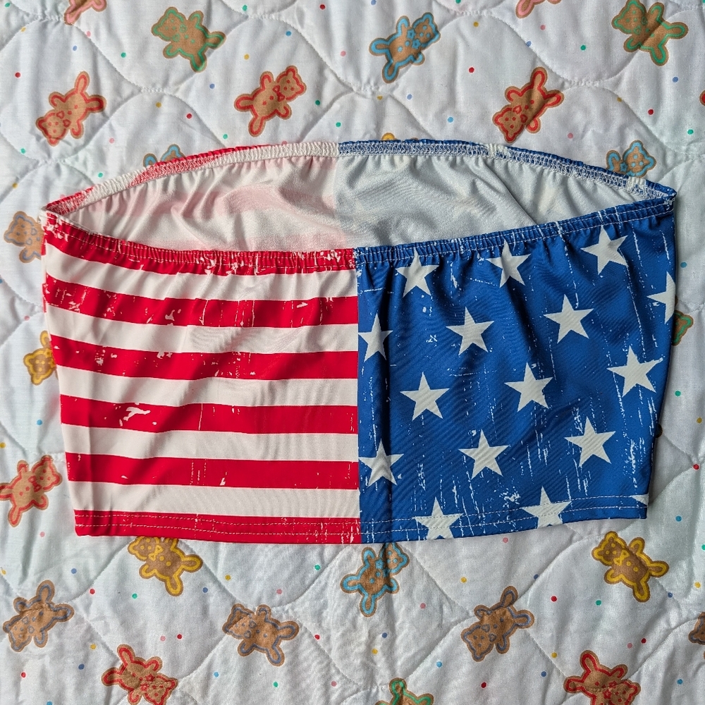 Tube Top / Patriotic Stars and Stripes Crop Top / Bandeau Top American Flag - Picture 3 of 6